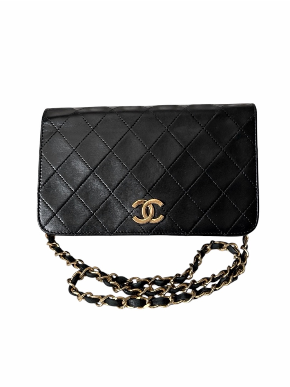 CHANEL Classic WOC Wallet On Chain Black Caviar Gold Metal
